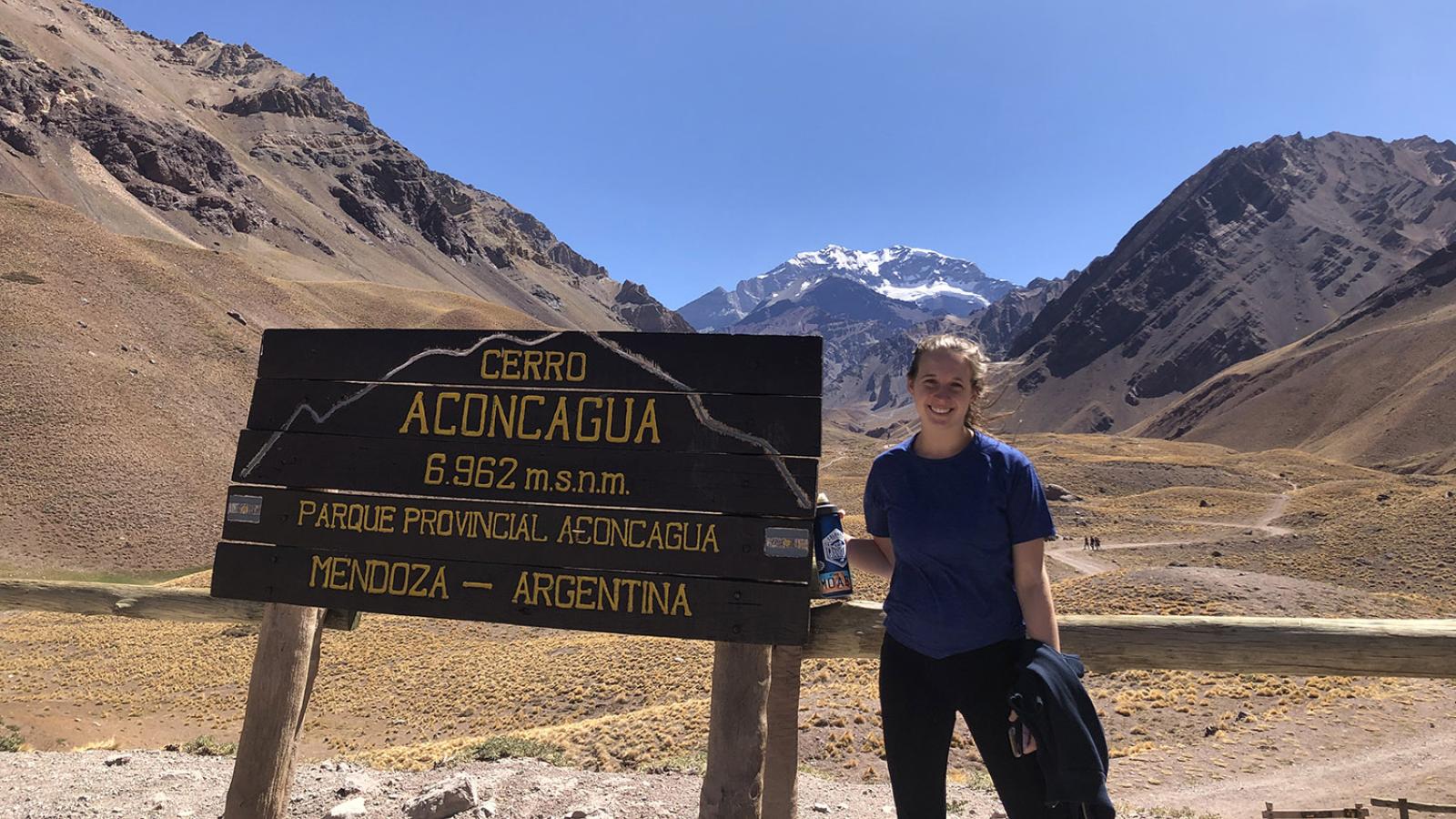 Calder Hollond ’21 at the Parque Aconcagua in Mendoza, Argentina.