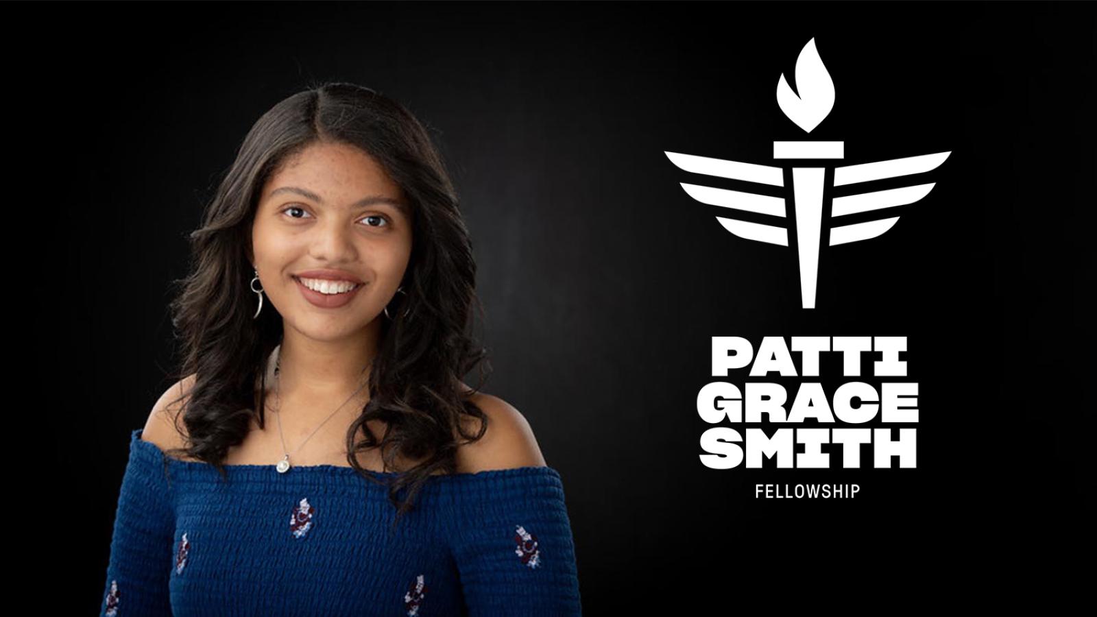 Anaelle Roc headshot with logo and text that reads Patti Grace Smith Fellowship