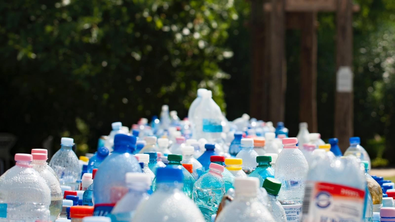 Dozens of plastic bottles