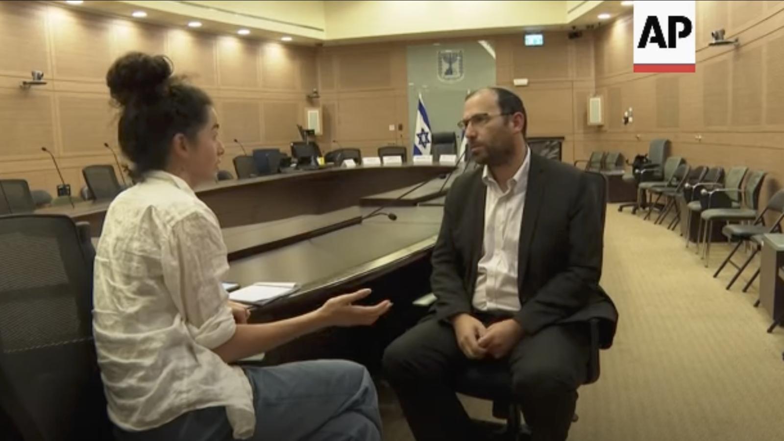 Julia Frankel '23, left, interviews an Israeli lawmakers in July.