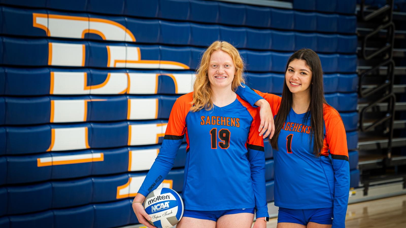 Two women's volleyball players in a portrait