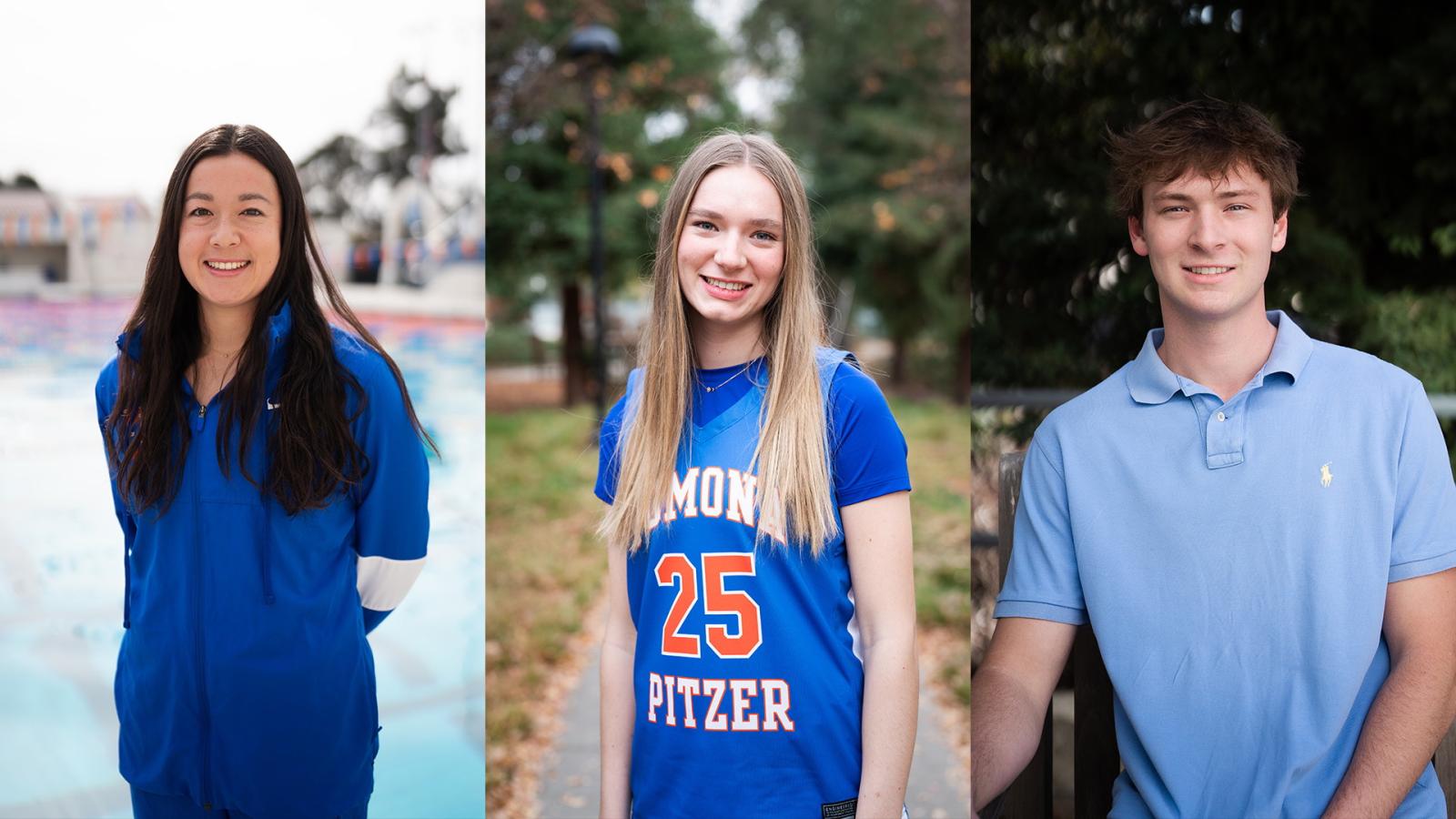 Portraits of three athletes