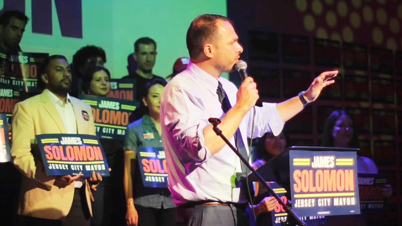 James Solomon giving campaign speech
