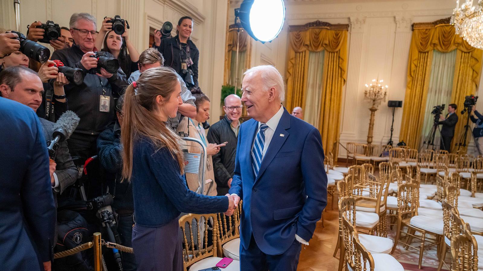 Chloe Kellison '23 and Joe Biden