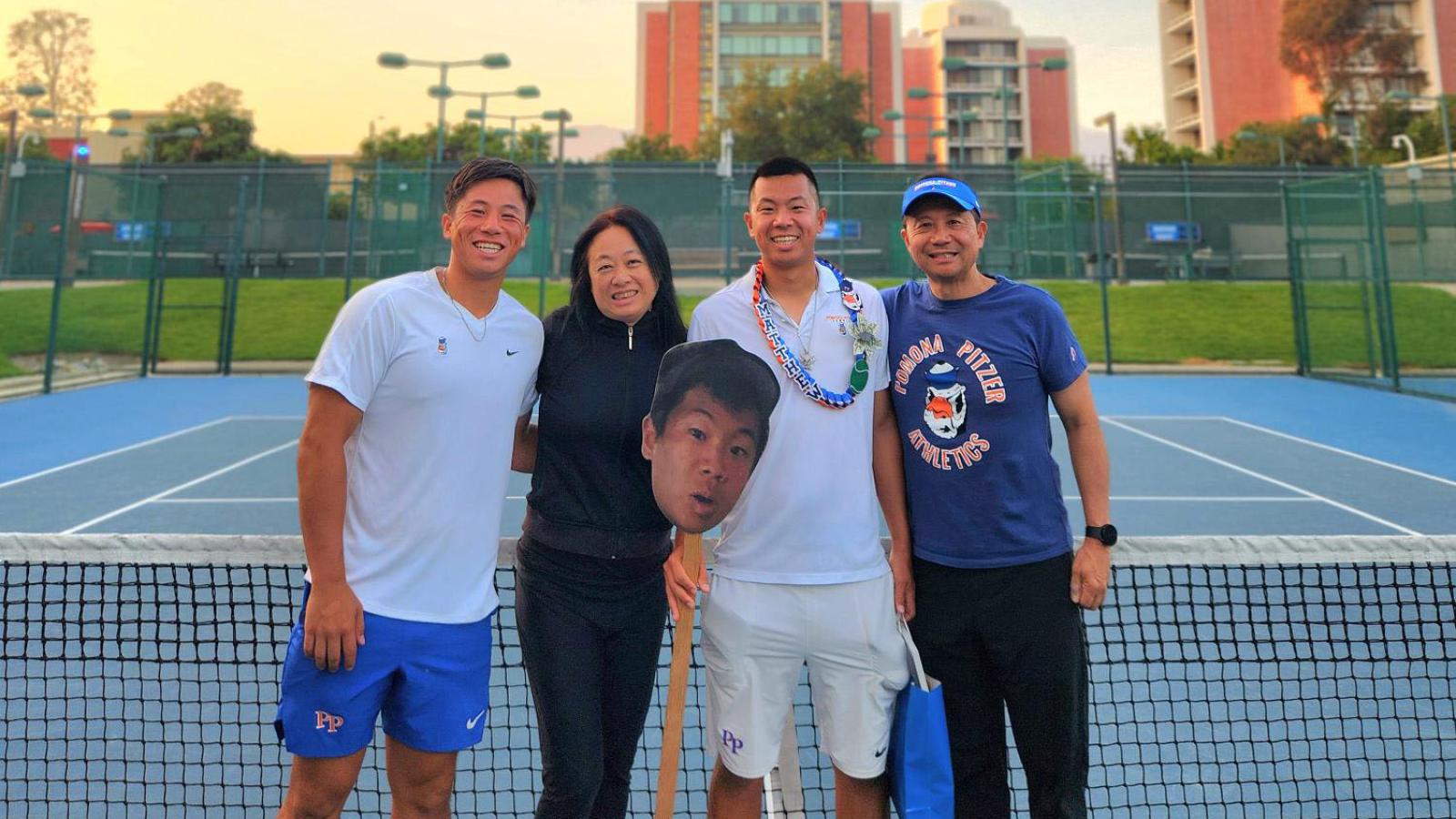 Feng family posing at Matthew's graduation