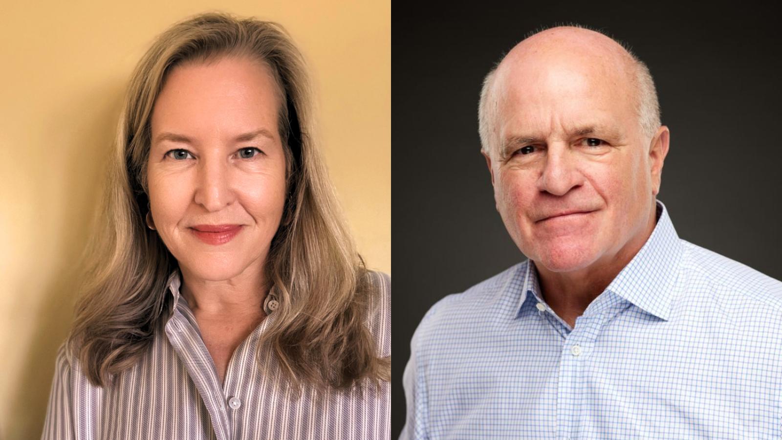 Head and shoulders photos of Evelyn Nussenbaum and Paul Ghaffari