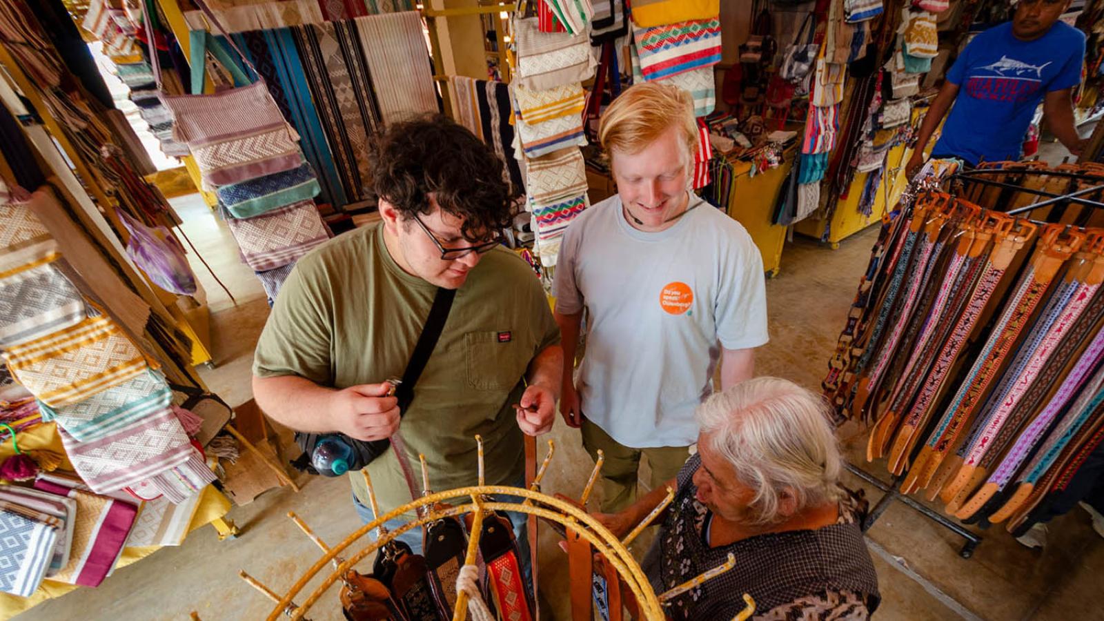 Students visit a textile shop
