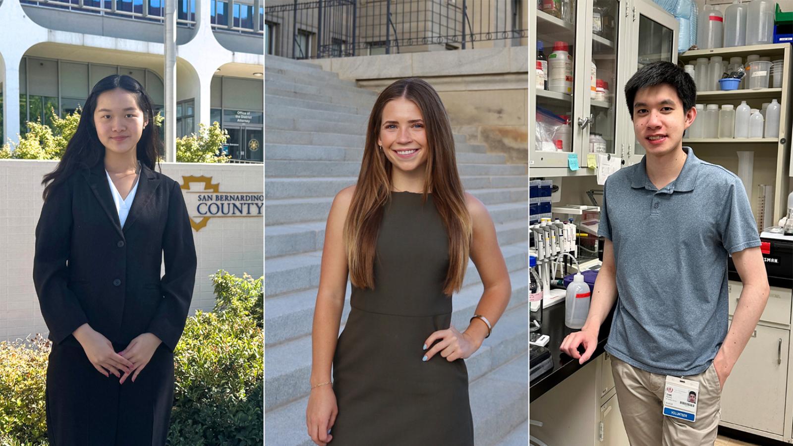 Three students pose for a photo