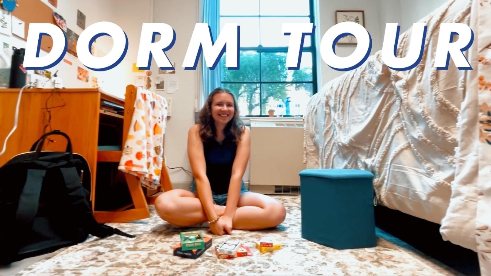 A student sits in a dorm