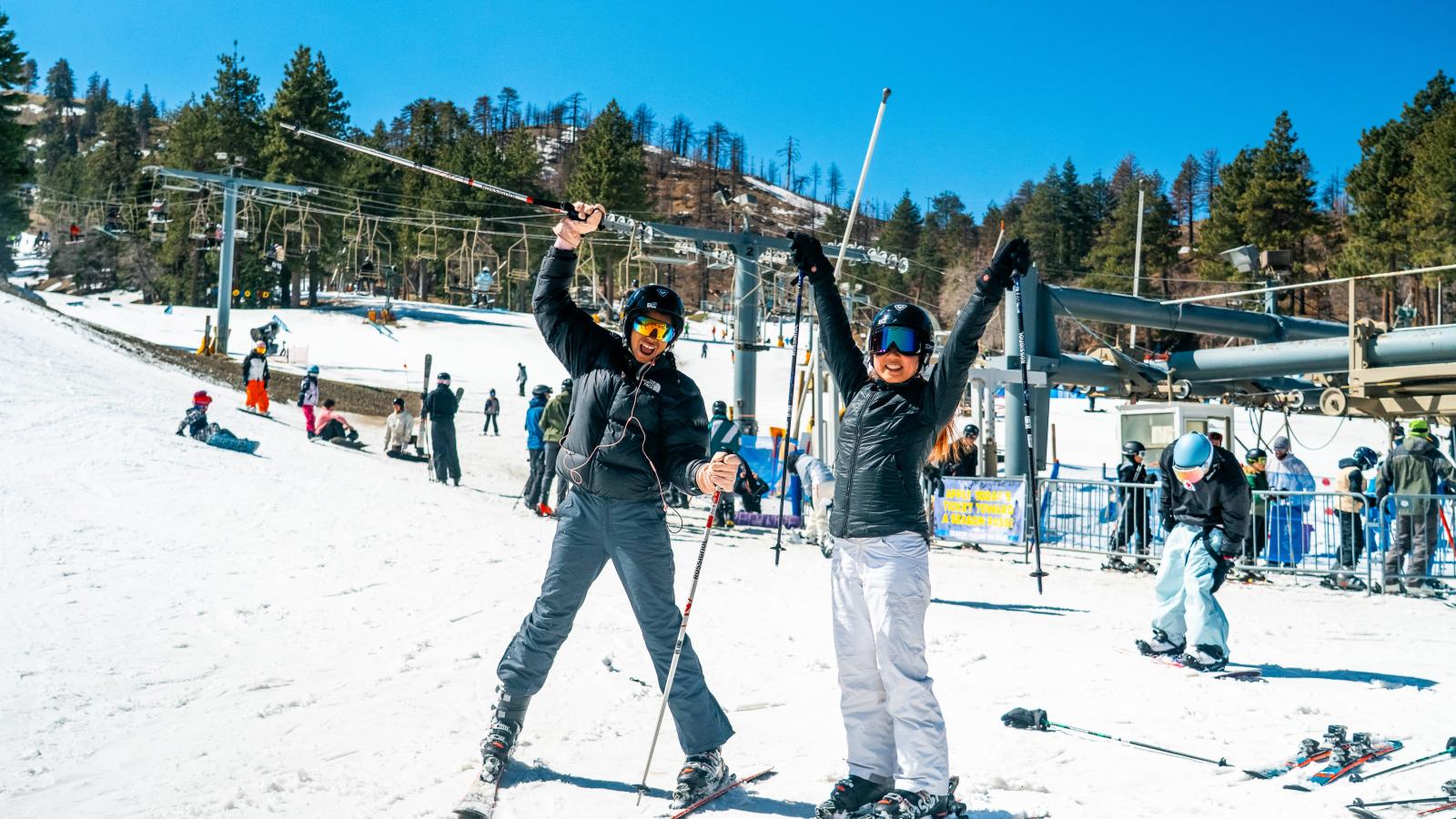 Two students on a snowy mountain