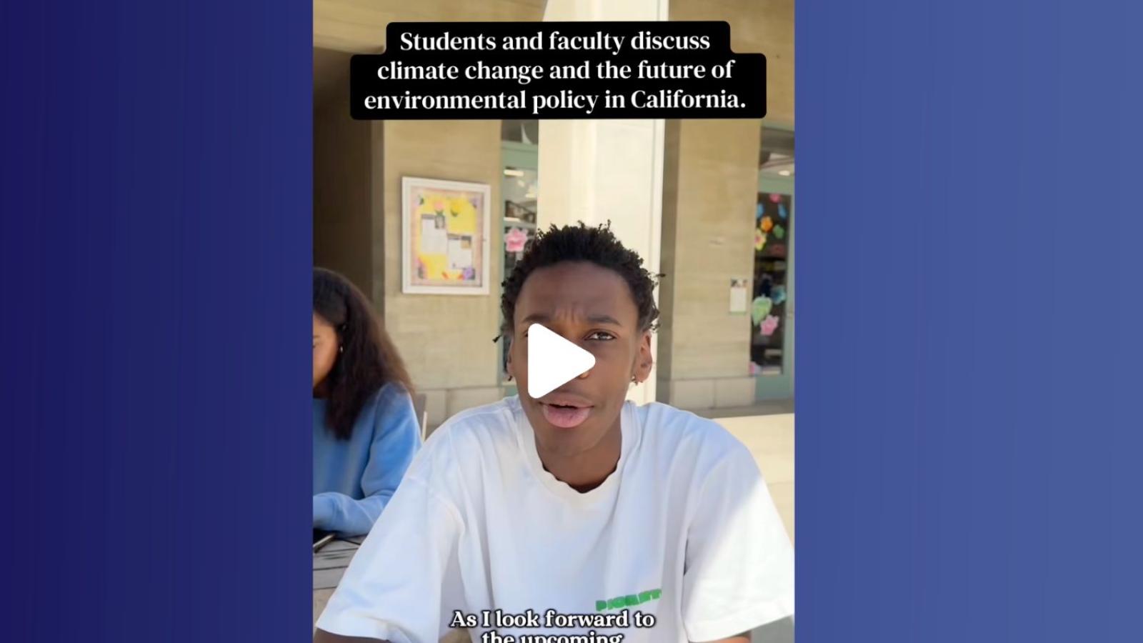 A student talks to a camera