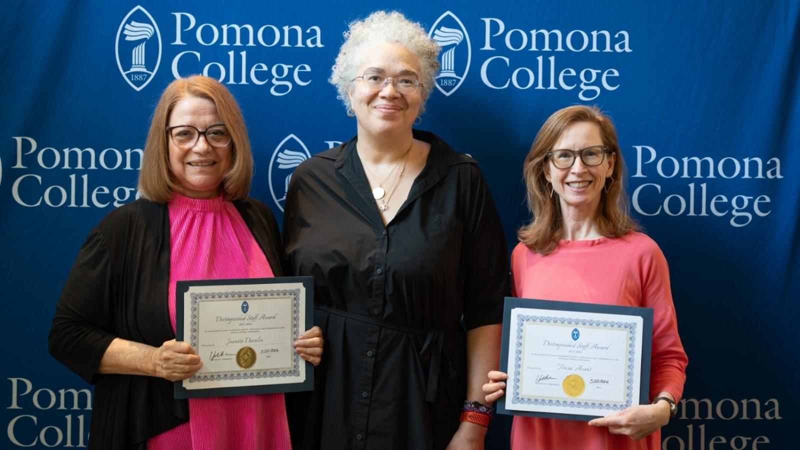 Staff award winners pose with President G. Gabrielle Starr