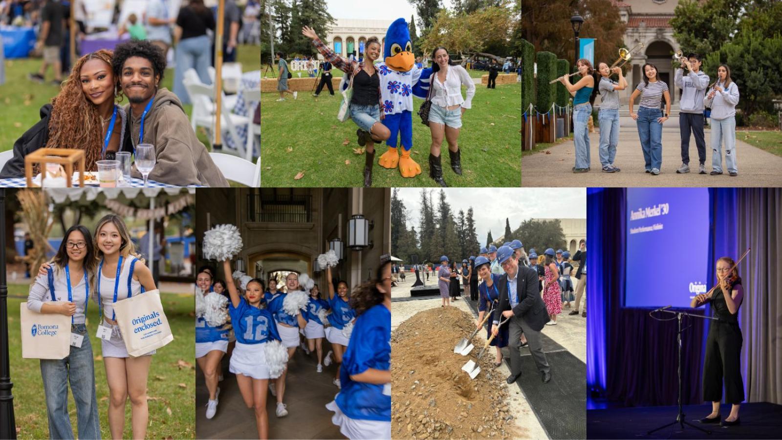 Photo grid: Pomona students, faculty, staff, alumni, and Trustees celebrate the Originals Festival