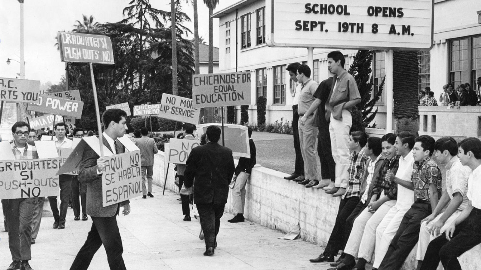 Latino students protesting in Los Angeles during the 1960s