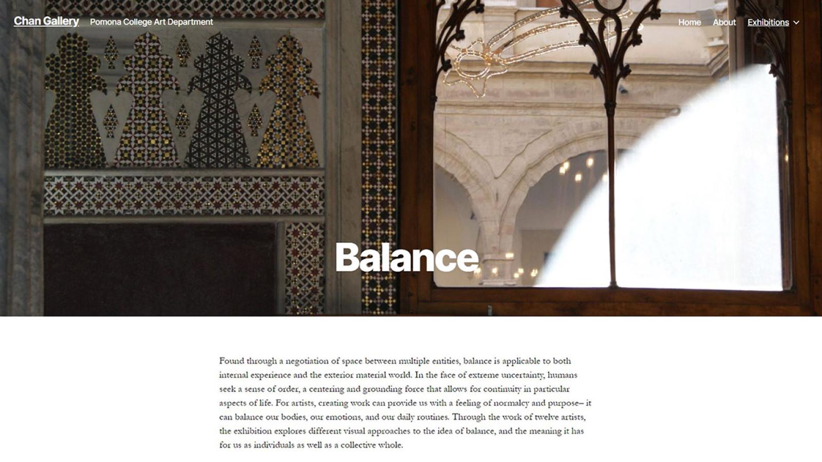 Balance, online exhibition screenshot, 2020