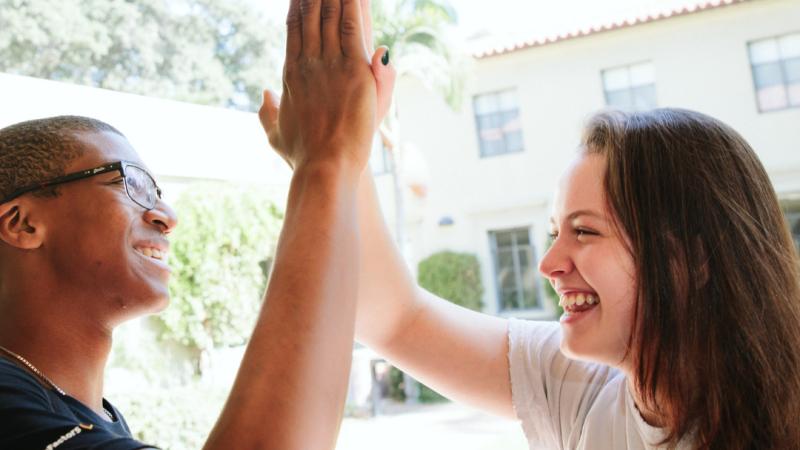 Pomona College Students High Five