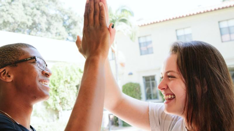 Pomona College Students High Five