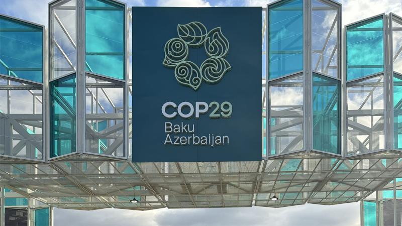 Entrance sign for COP29