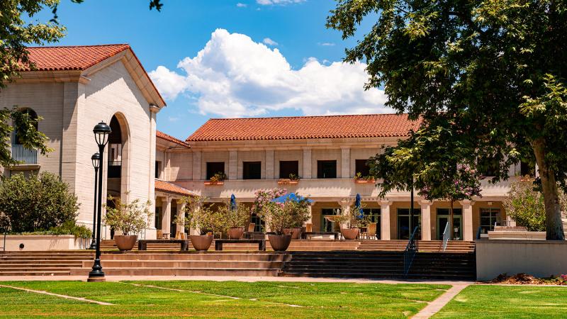 Exterior photo of Smith Campus Center on a sunny day