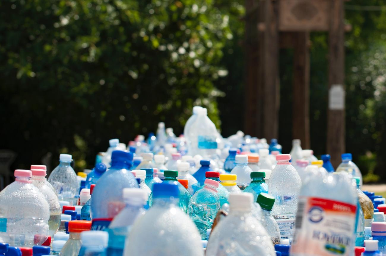 Dozens of plastic bottles