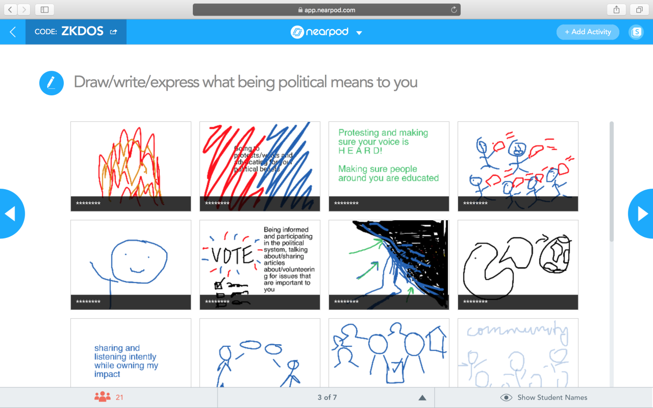 screensot of nearpod website with drawings