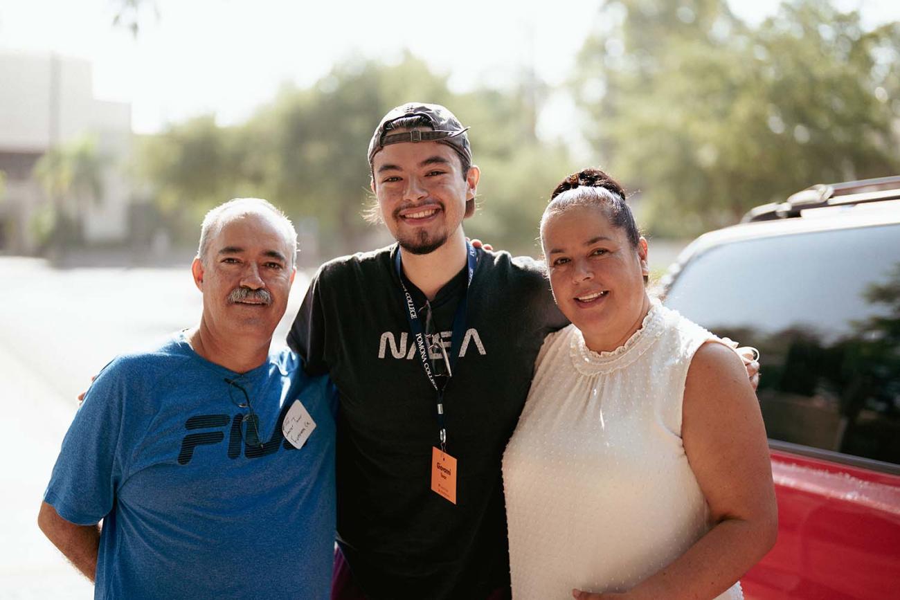 fontana student poses during move in