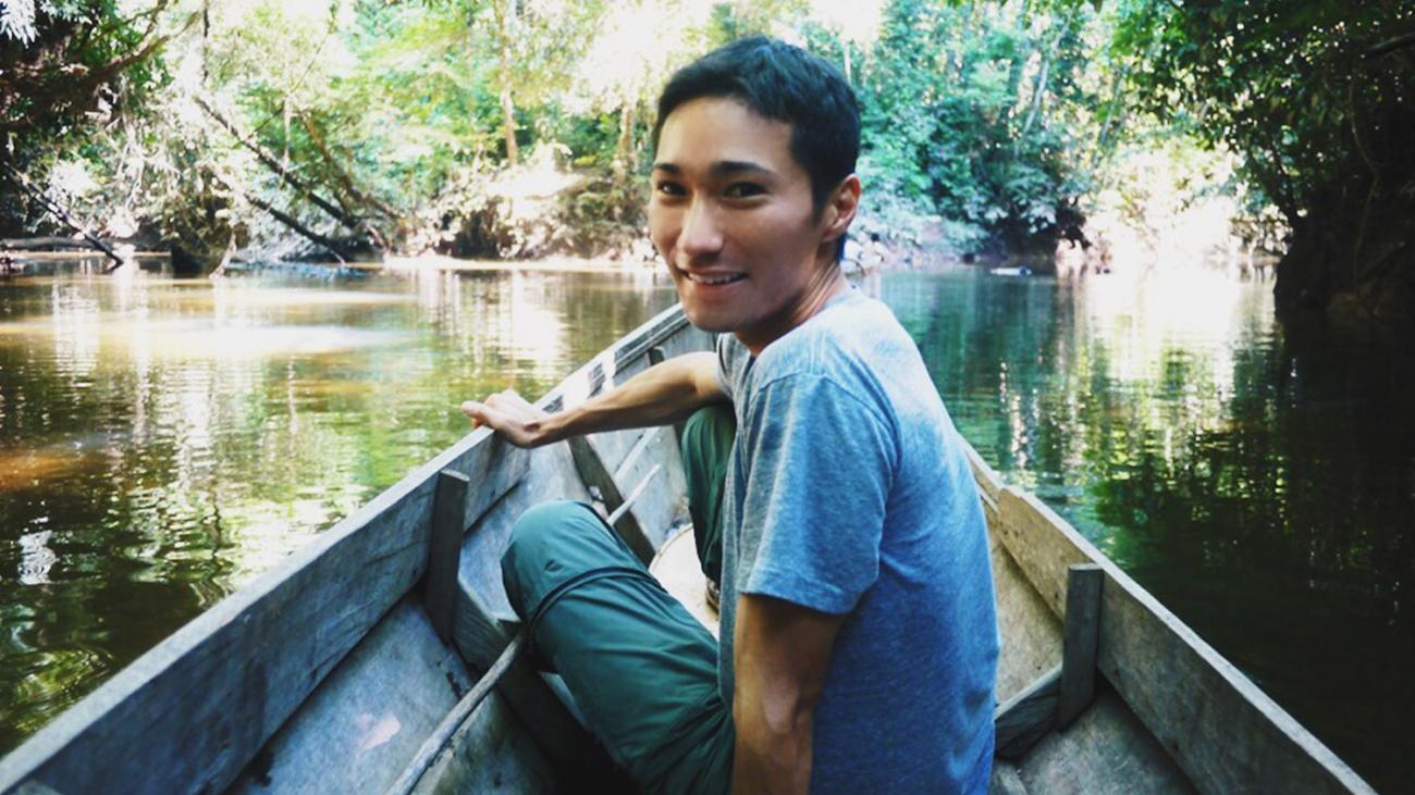 Yuta Masuda in boat on river