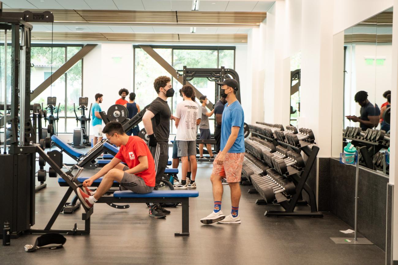 Students work out in Center for Athletics, Recreation and Wellness