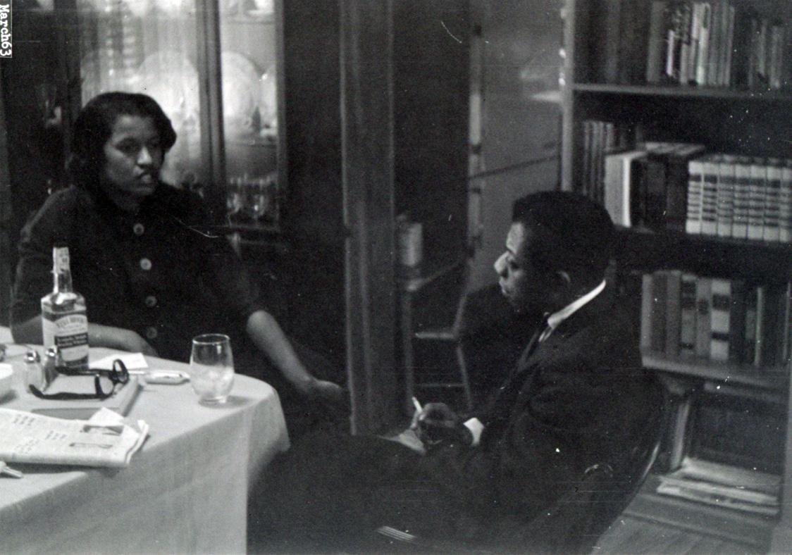 Myrlie Evers-Williams meets with James Baldwin, March 1963.