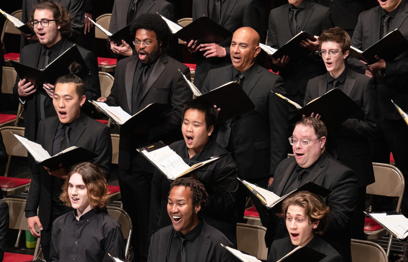 Pomona College Choir 2023 men from joint spring concert