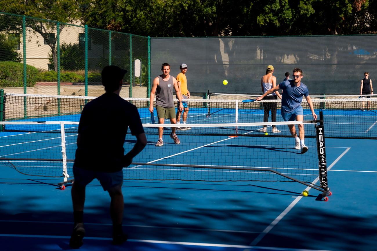 Students playing pickleball.