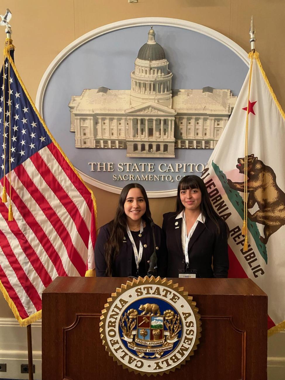 Veronica Banuelos and Drea Alonzo at the state Capitol