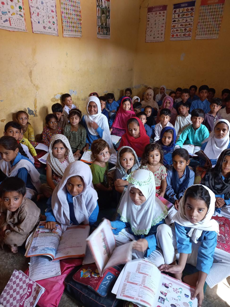 Large group of students in Pakistani school