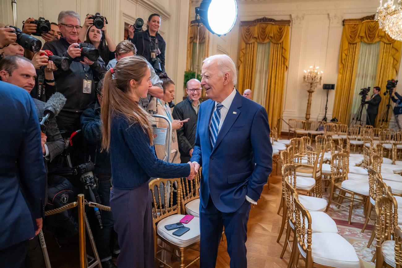 Chloe Kellison '23 and Joe Biden