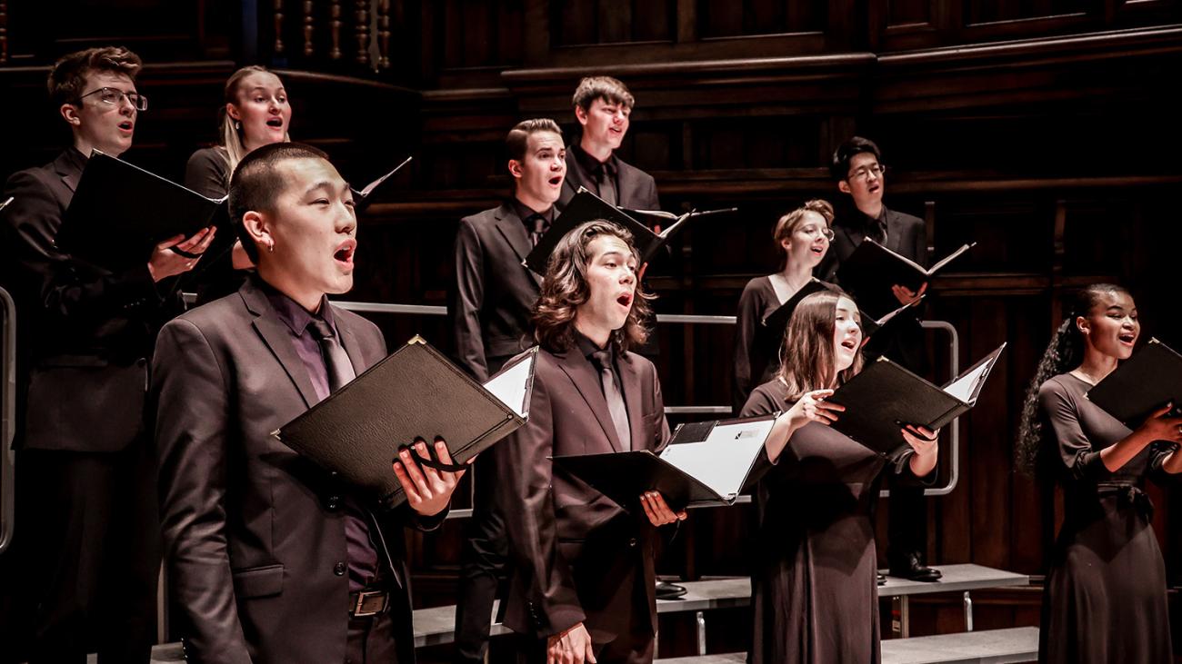Members of the Pomona College Glee Club sing