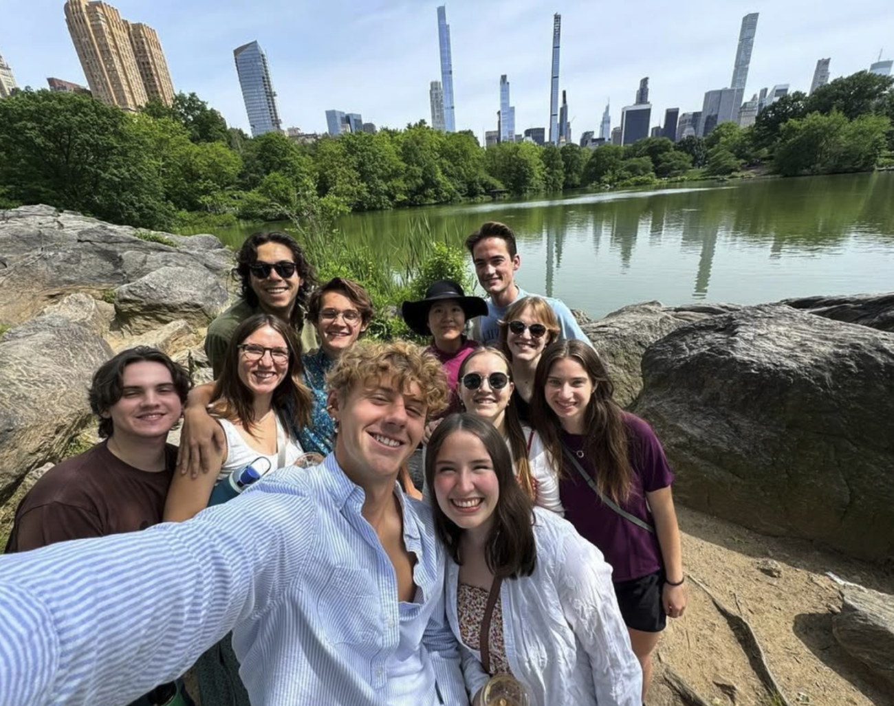 Pomona College Glee Club members take a selfie in Central Park
