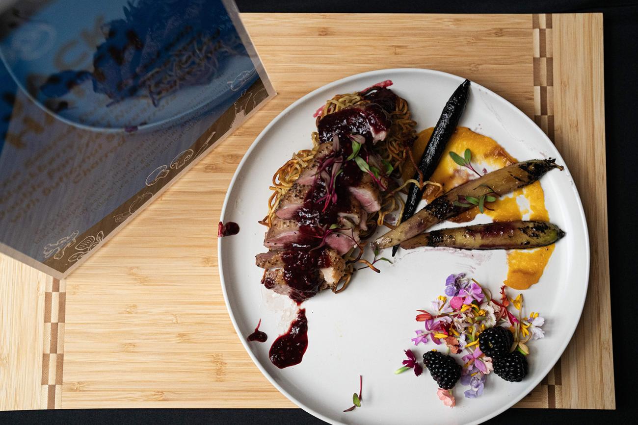 Plate of food from Pomona College culinary challenge