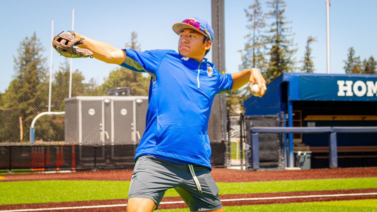 JC Ng on a baseball field