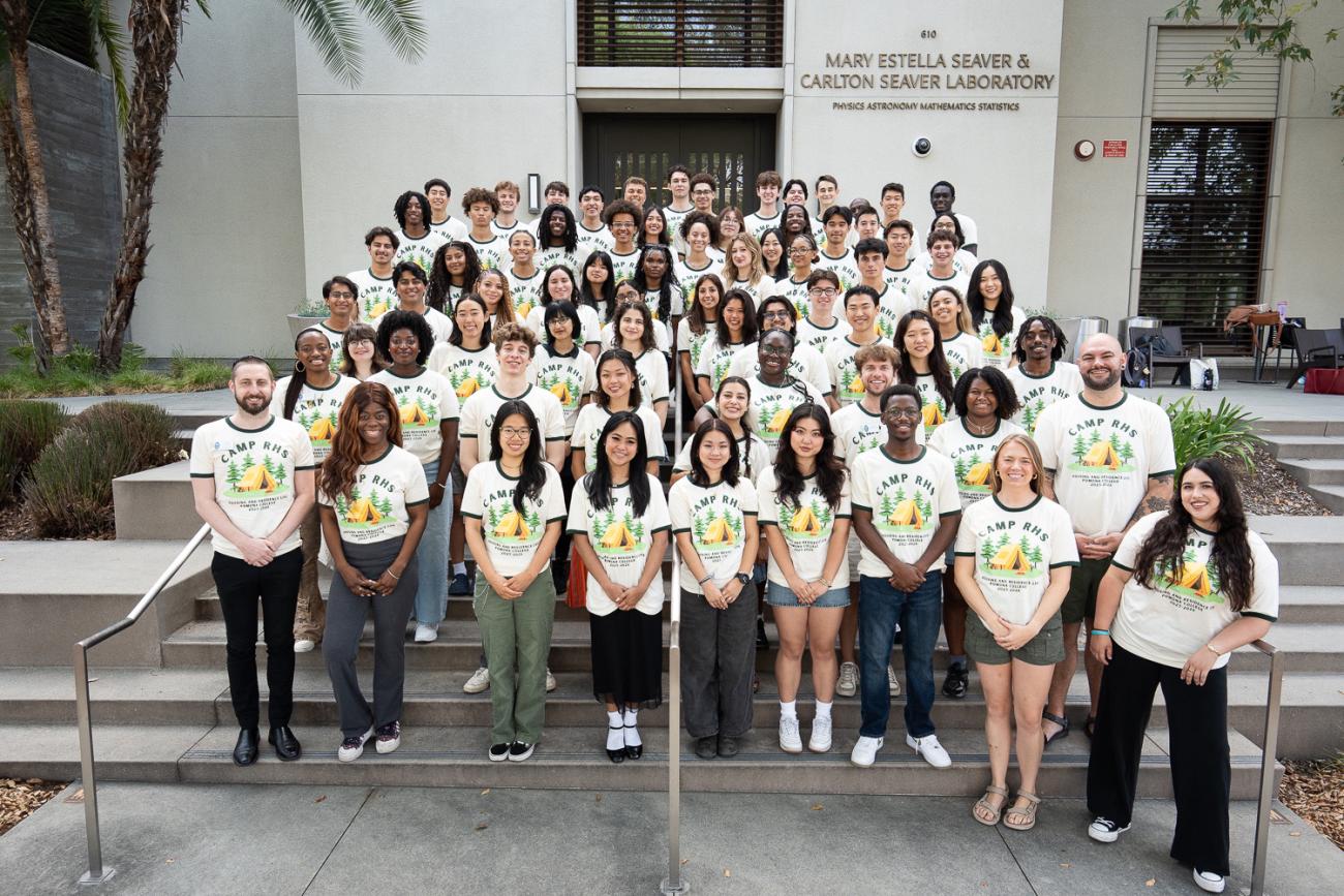 The RAs of Pomona on the steps of Seaver Laboratory