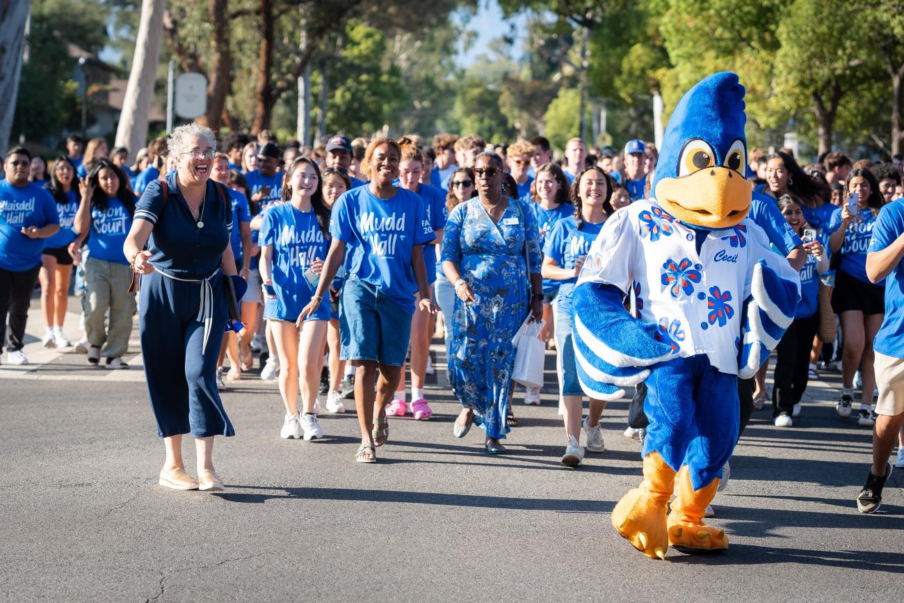 Students walk down College Avenue