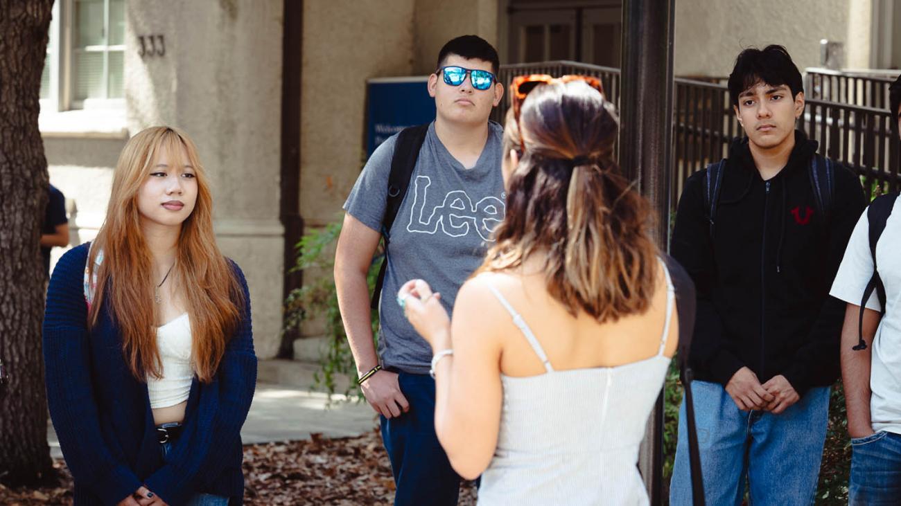 Students from Exit 47 take a campus tour