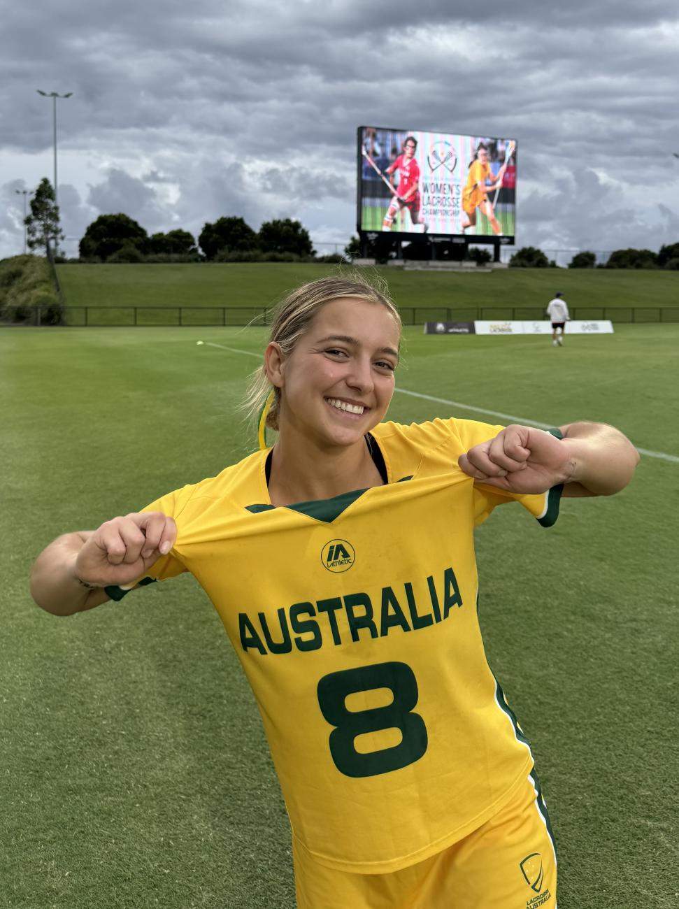 Hannah Gough in Australian lacrosse uniform