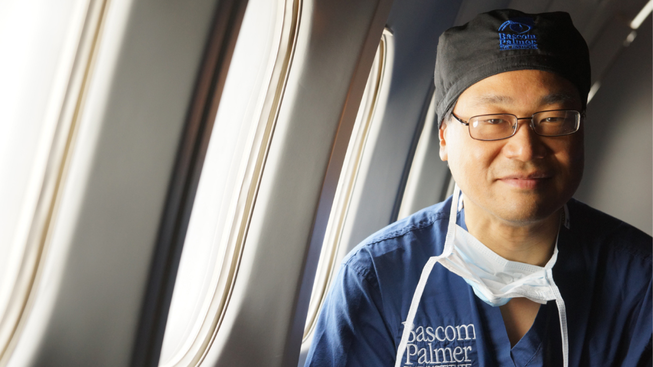 Dr Richard Lee on a humanitarian trip in airplane