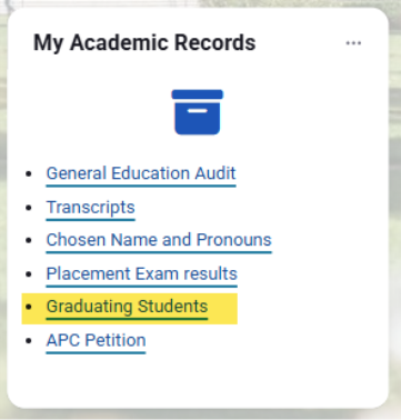 Screenshot of Pomona portal with "Graduating Students" highlighted