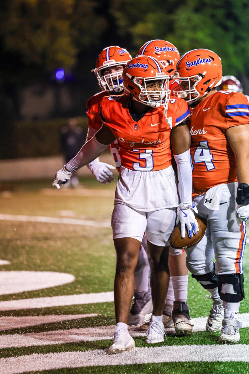Football player Kalani Pickett on field