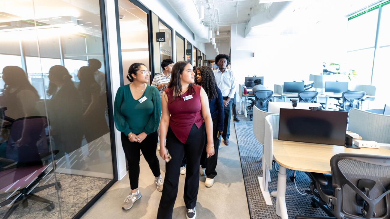 Students touring Accenture