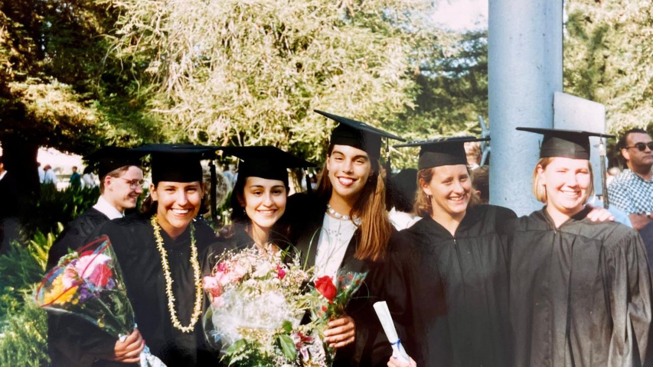 Woutrina smith with fellow graduates during commencement in 1996