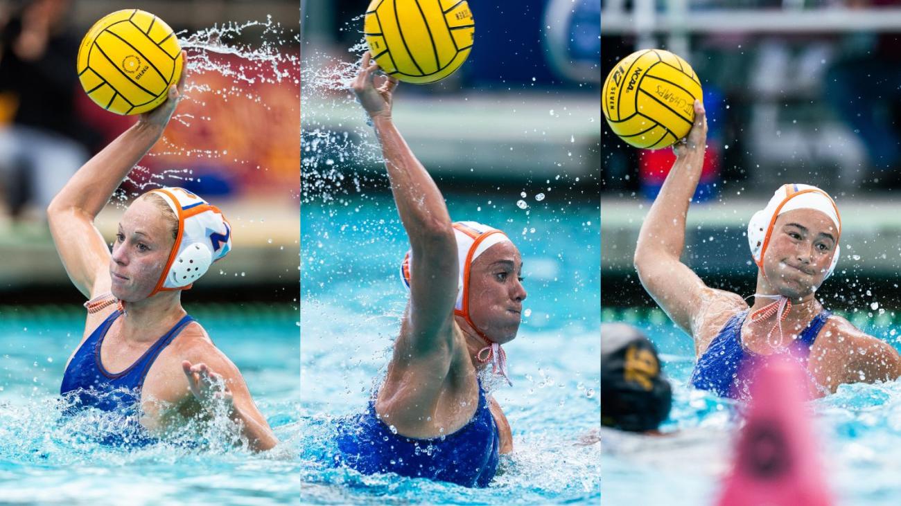A panel of three water polo players