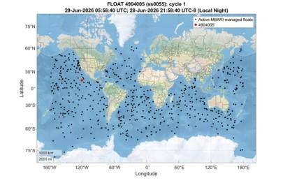map showing locations of Argo floats worldwide