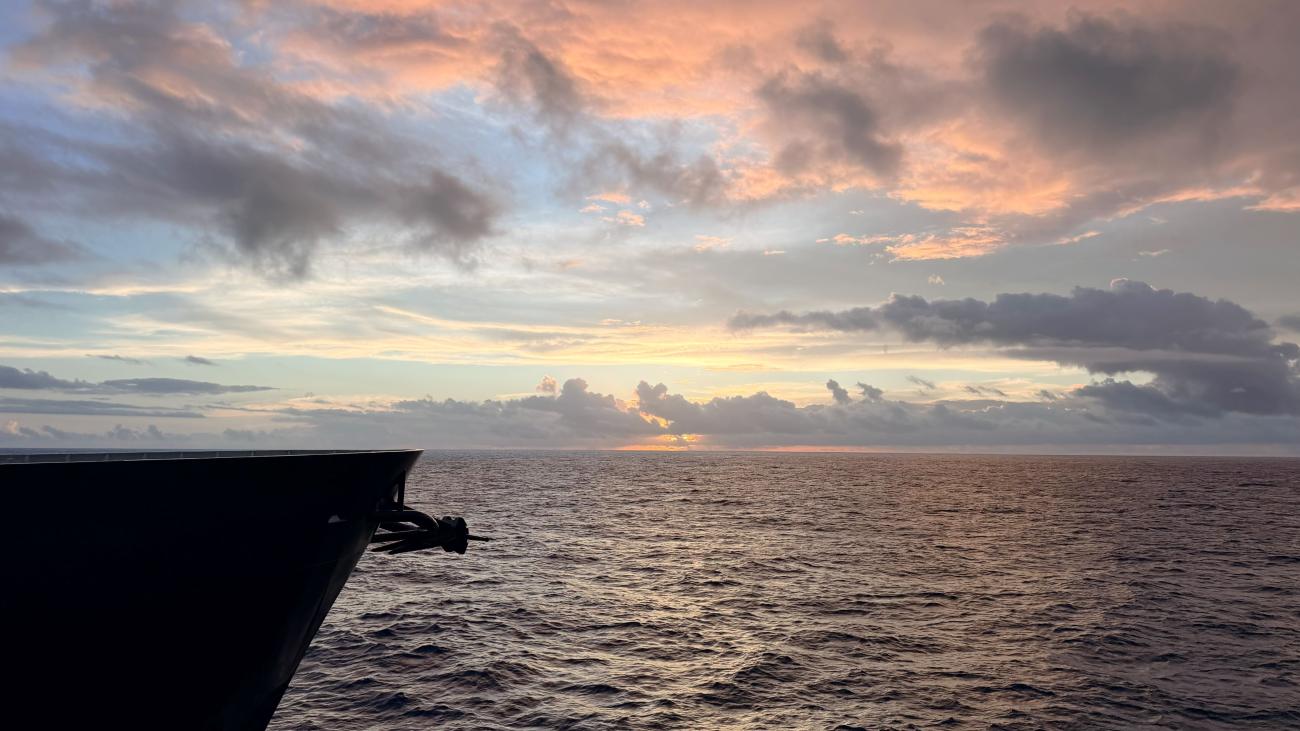 Sunrise over the ship